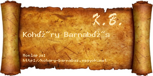 Koháry Barnabás névjegykártya
