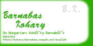 barnabas kohary business card